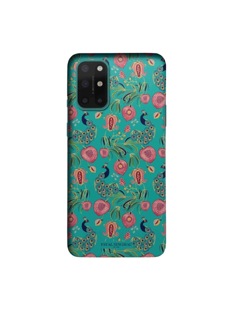 

macmerise Teal blue & Pink Payal Singhal Anaar & Mor Teal Sleek Case for OnePlus 8T Back Case