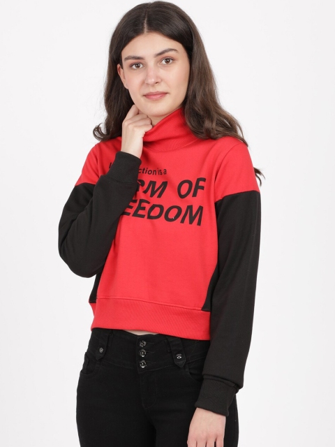 

BEVERLY BLUES Women Red & Black Printed Sweatshirt