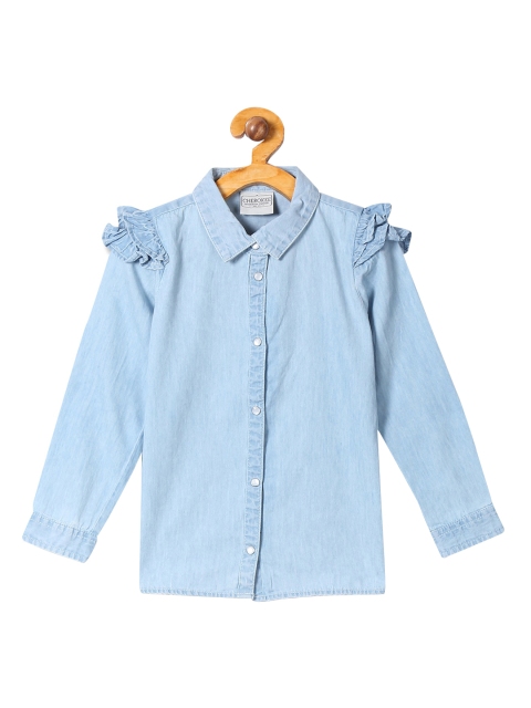 

Cherokee Girls Blue Regular Fit Solid Casual Shirt
