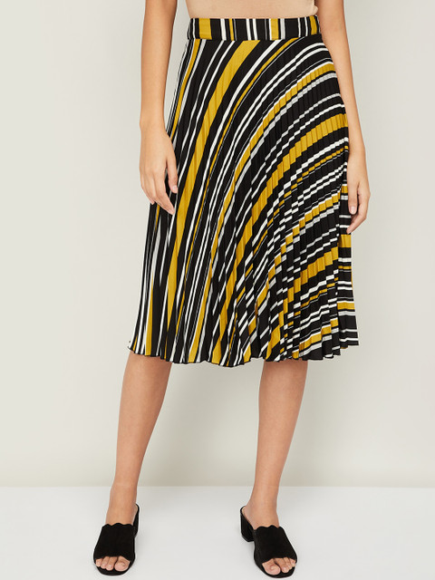 

CODE by Lifestyle Women Black & Yellow Printed Midi A-Line Skirt