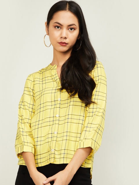 

Fame Forever by Lifestyle Women Yellow Regular Fit Checked Casual Shirt
