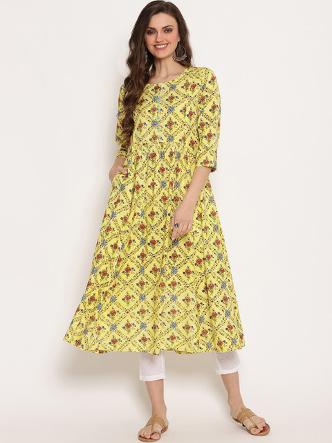 

Ramas Women Yellow Floral Printed Anarkali Kurta
