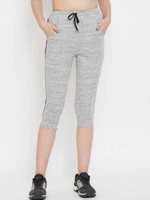 

CHROME & CORAL Women Grey Melange & Red Slim Fit Solid Track Pants