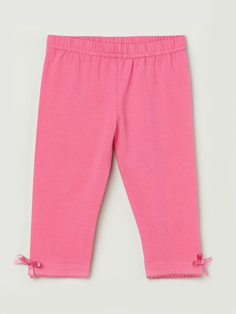 

max Infant Girls Pink Solid Ankle-Length Leggings