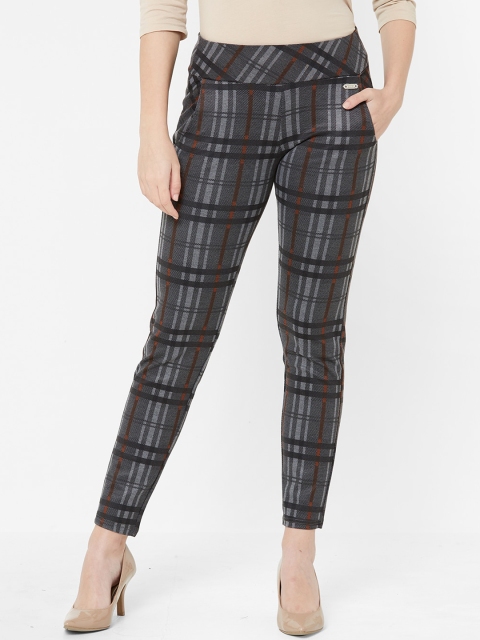 

Juliet Women Grey & Orange Checked Regular Fit Jeggings