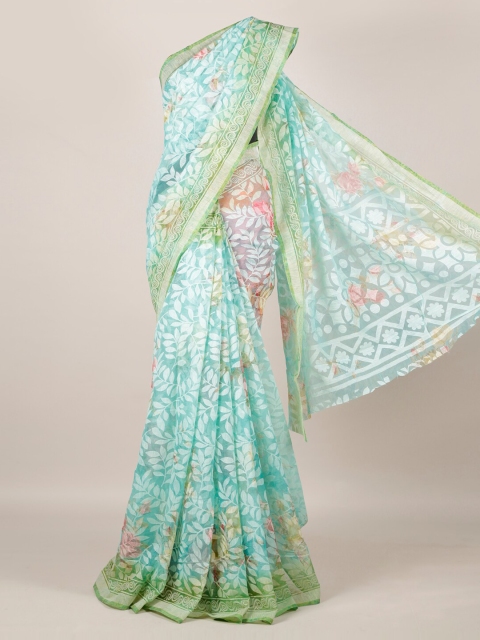 

Pothys Blue Printed Jute Silk Saree