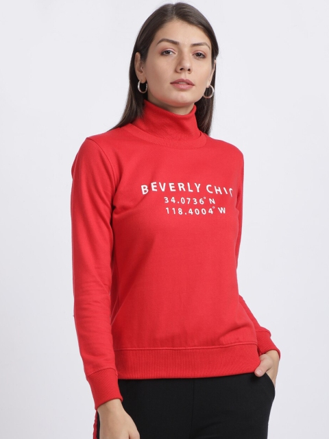 

BEVERLY BLUES Women Red Printed Sweatshirt