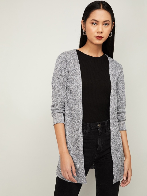 

Bossini Women Grey Melange Solid Open Front Shrug