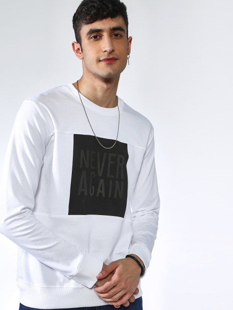 

Blue Saint Men White Printed Sweatshirt