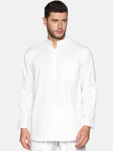 

Sethukrishna Men White Solid Straight Kurta
