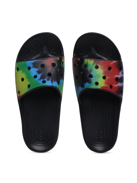 

Crocs Classic Unisex Black Green Printed Sliders