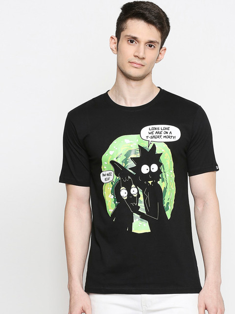 

The Souled Store Unisex Black Rick And Morty Printed Round Neck T-shirt