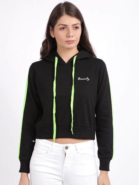 

BEVERLY BLUES Women Black Solid Hooded Sweatshirt