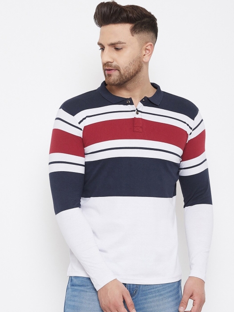 

Austin wood Men Multicoloured Striped Polo Collar T-shirt, Multi