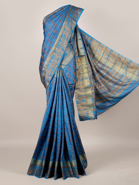 

Pothys Blue Woven Design Jute Silk Saree