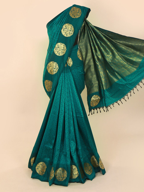 

Pothys Green & Gold-Toned Art Silk Solid Saree