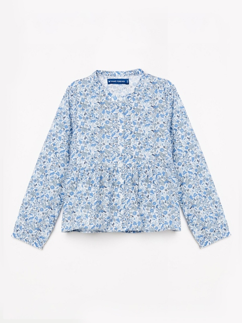 

Fame Forever by Lifestyle Girls Navy Blue Printed Cotton A-Line Top
