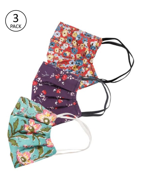 

Bellofox Unisex Pack of 3 Printed 3-Ply Reusable Protective Outdoor Face Masks, Red