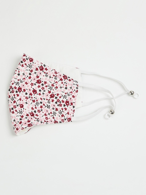 

Ginger by Lifestyle Women White & Red Printed 2-Ply Face Mask With Headband
