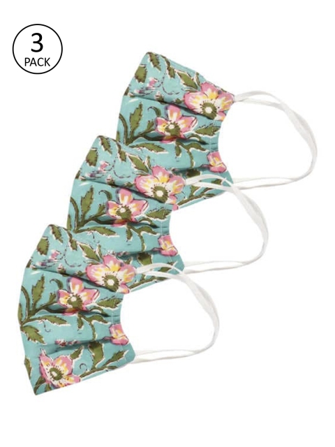 

Bellofox Unisex Blue & Green Printed Pack Of 3 3-ply Face Masks