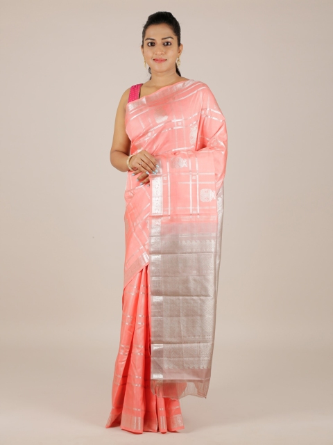 

Pothys Peach-Coloured Pure Silk Woven Design Kanjeevaram Saree