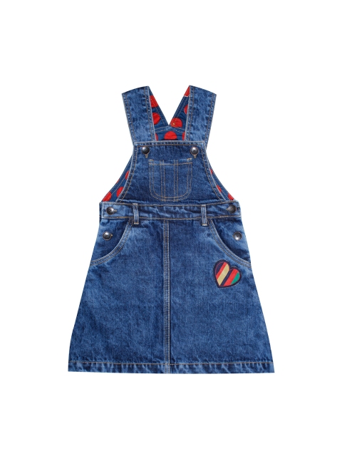 

KiddoPanti Girls Blue & Red Denim Dresss