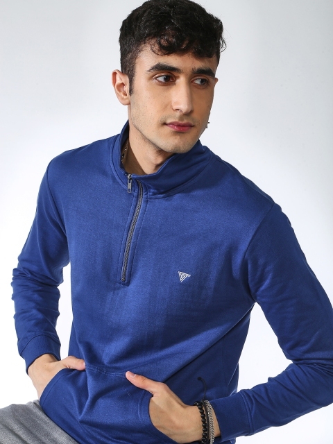 

Blue Saint Men Navy Blue Solid Sweatshirt