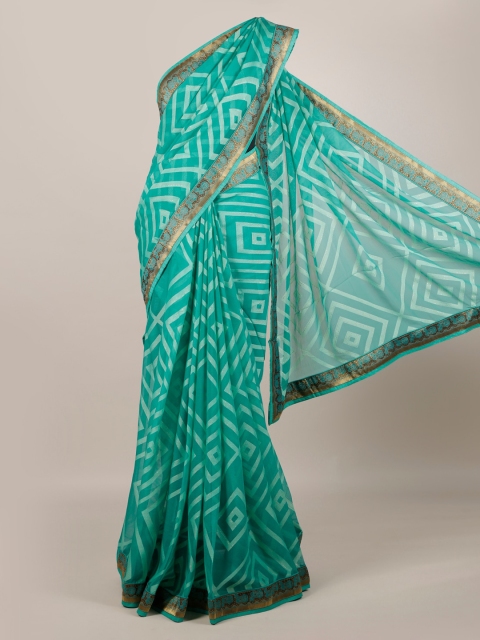 

Pothys Green Printed Poly Georgette Saree