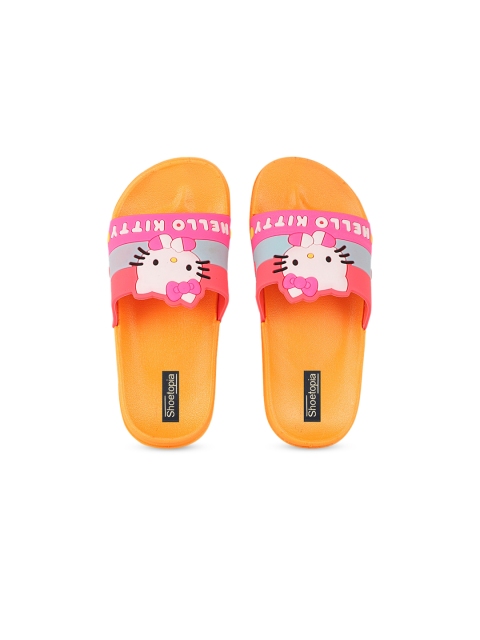 

Shoetopia Girls Pink & Orange Hello Kitty Printed Sliders