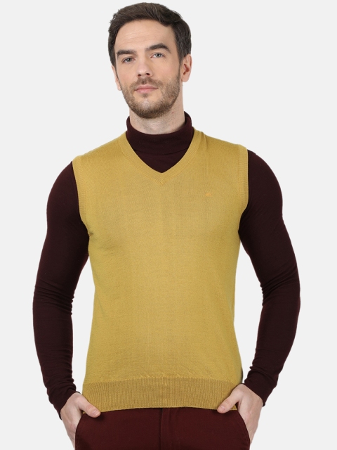 

Monte Carlo Men Mustard Yellow Solid Sweater Vest