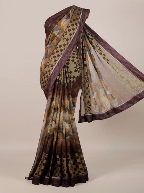 

Pothys Brown & Yellow Poly Georgette Printed Saree