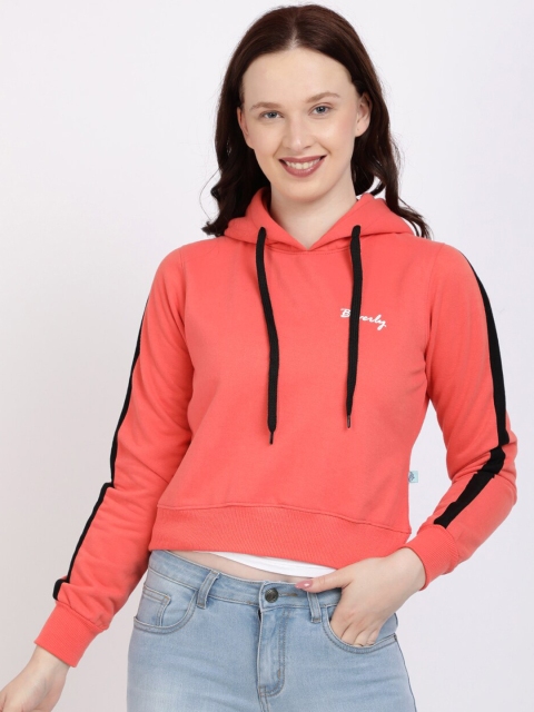 

BEVERLY BLUES Women Orange Solid Hooded Sweatshirt