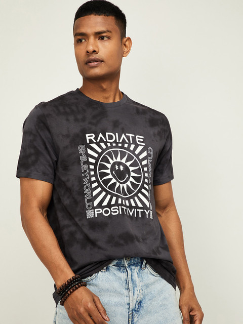 

SmileyWorld Men Grey Printed Round Neck T-shirt
