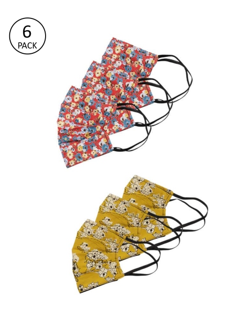 

Bellofox Pack of 6 Printed 3Ply Reusable Protective Outdoor Face Masks, Red