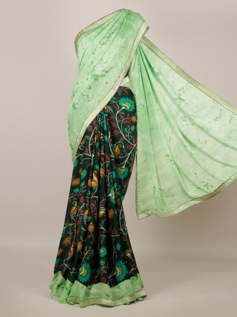 

Pothys Green Printed Poly Georgette Saree