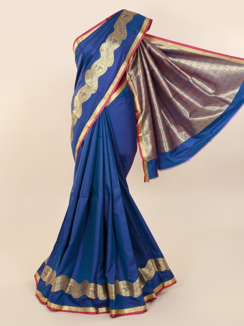 

Pothys Blue & Gold-Toned Art Silk Printed Saree