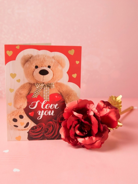 

Archies Valentine Special Golden Rose With Greeting Card, Red