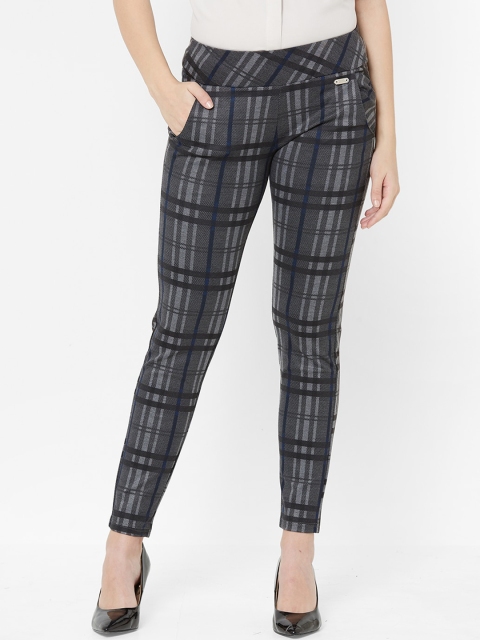 

Juliet Women Charcoal Grey & Navy Blue Checked Jeggings
