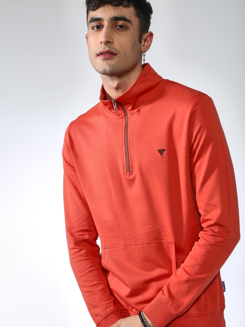 

Blue Saint Men Orange Solid Sweatshirt