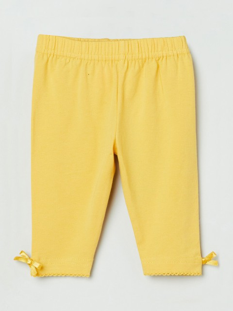 

max Infant Girls Yellow Solid Ankle-Length Leggings
