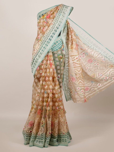 

Pothys Brown & Off-White Jute Silk Woven Design Saree