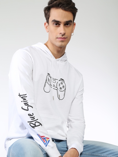 

Blue Saint Men White Printed Sweatshirt