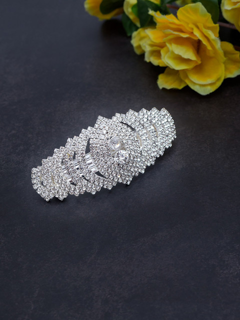 

Golden Peacock Silver-Toned Embellished French Barrette
