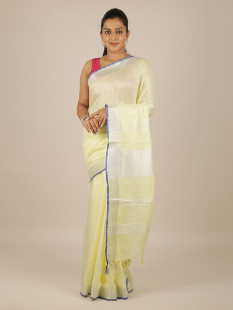 

Pothys Yellow Woven Design Linen Blend Saree
