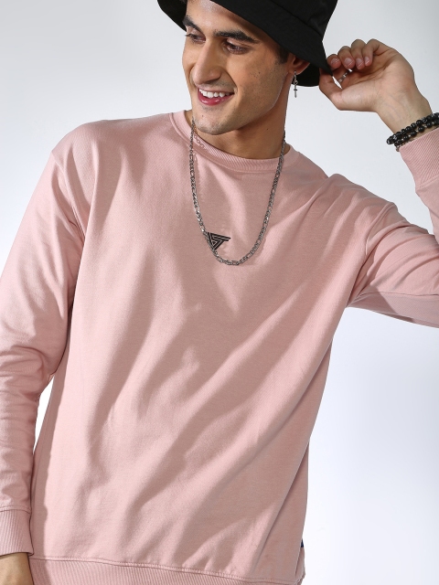 

Blue Saint Men Peach-Coloured Solid Sweatshirt