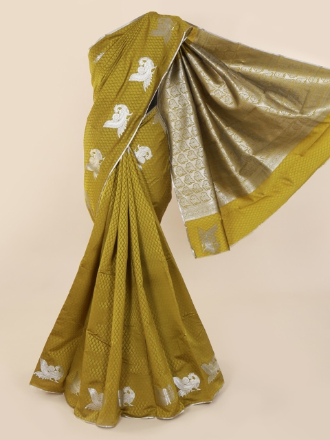 

Pothys Olive Green Printed Art Silk Saree