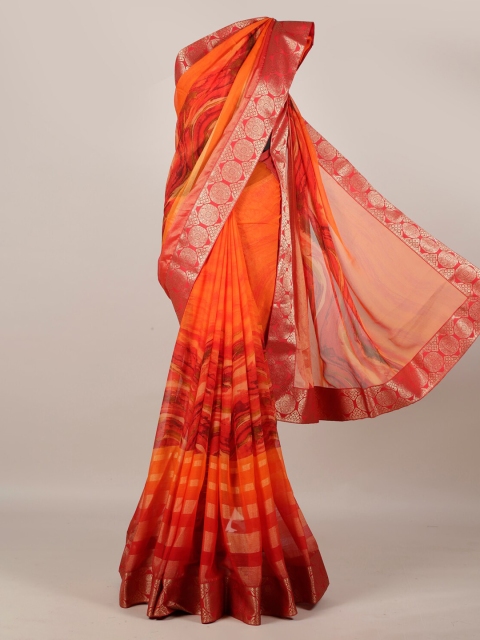 

Pothys Orange & Red Poly Georgette Printed Saree