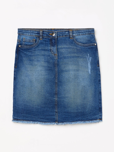 

Fame Forever by Lifestyle Girls Blue Solid Denim Straight Skirt
