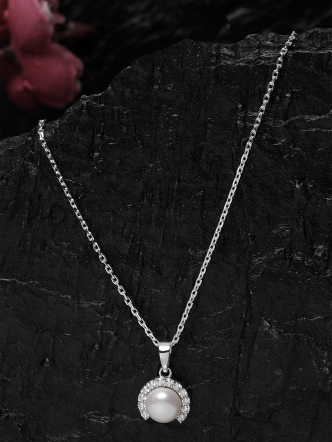 

Clara 92.5 Sterling Silver Rhodium Plated Circular Pendant with Chain
