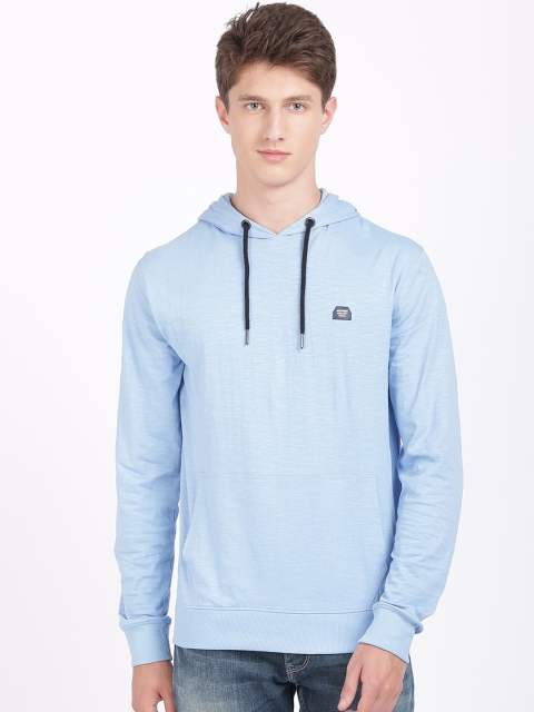 

ANTHEM Men Blue Solid Hooded Sweatshirt